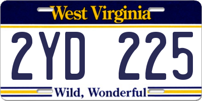 WV license plate 2YD225