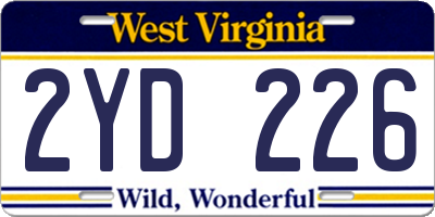 WV license plate 2YD226