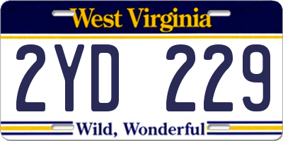WV license plate 2YD229