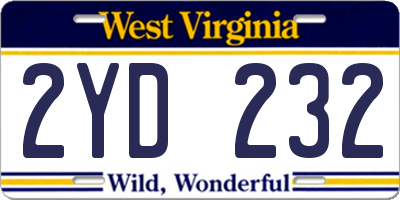 WV license plate 2YD232