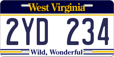 WV license plate 2YD234