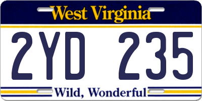 WV license plate 2YD235