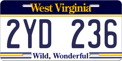 WV license plate 2YD236