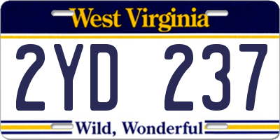 WV license plate 2YD237