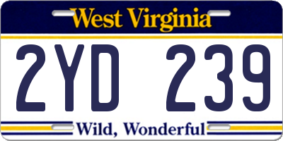WV license plate 2YD239
