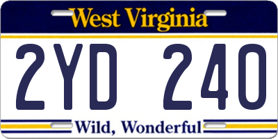 WV license plate 2YD240