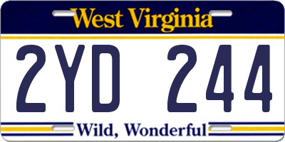 WV license plate 2YD244