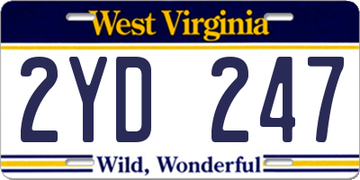 WV license plate 2YD247