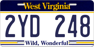 WV license plate 2YD248