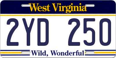 WV license plate 2YD250