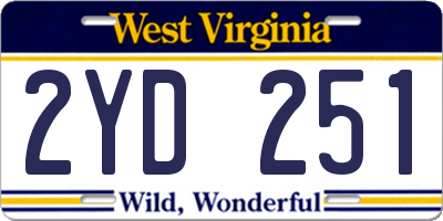 WV license plate 2YD251