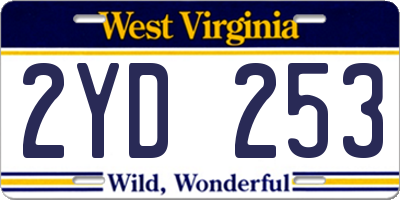 WV license plate 2YD253