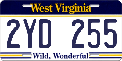 WV license plate 2YD255