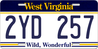 WV license plate 2YD257