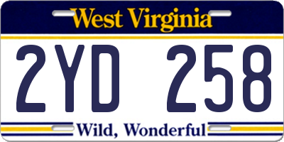 WV license plate 2YD258