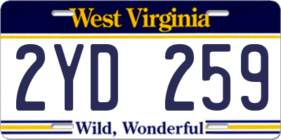 WV license plate 2YD259