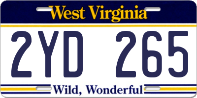 WV license plate 2YD265