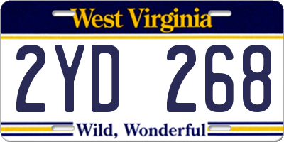 WV license plate 2YD268
