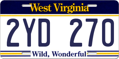 WV license plate 2YD270