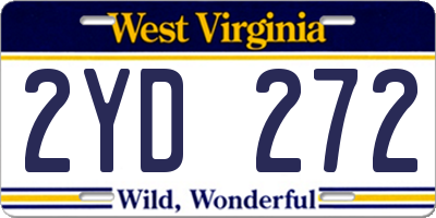 WV license plate 2YD272