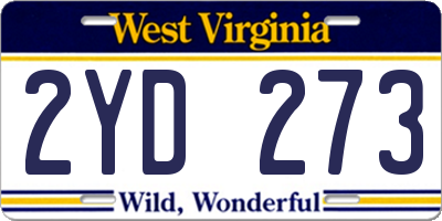 WV license plate 2YD273