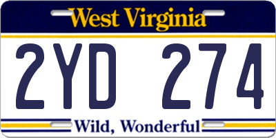 WV license plate 2YD274