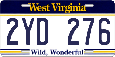 WV license plate 2YD276
