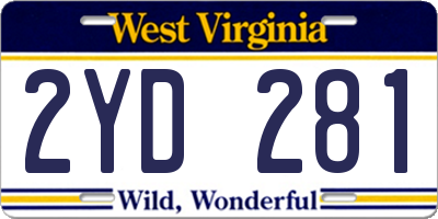 WV license plate 2YD281
