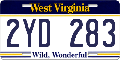 WV license plate 2YD283