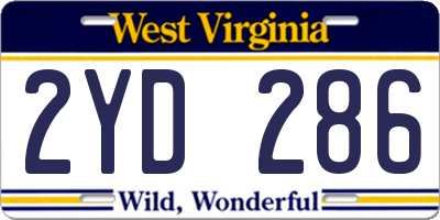 WV license plate 2YD286