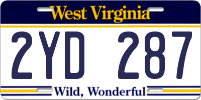 WV license plate 2YD287