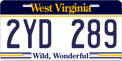 WV license plate 2YD289