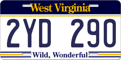 WV license plate 2YD290