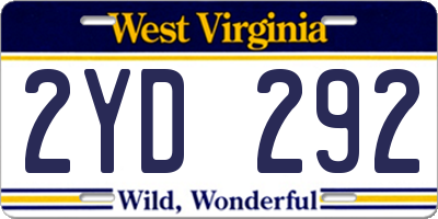 WV license plate 2YD292