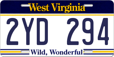 WV license plate 2YD294