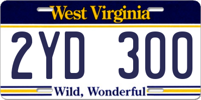 WV license plate 2YD300