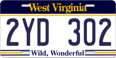 WV license plate 2YD302