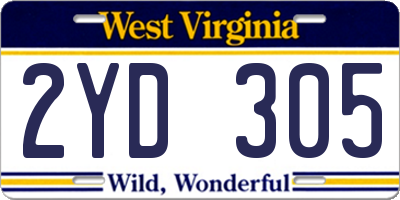 WV license plate 2YD305