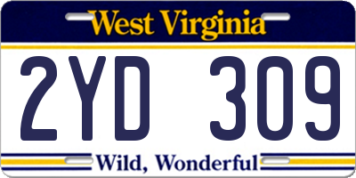 WV license plate 2YD309