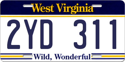 WV license plate 2YD311