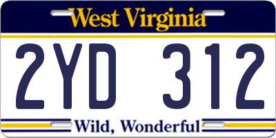 WV license plate 2YD312