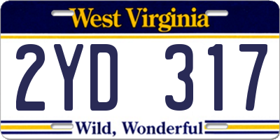 WV license plate 2YD317