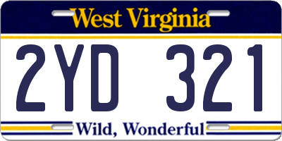 WV license plate 2YD321