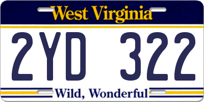 WV license plate 2YD322