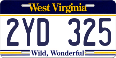 WV license plate 2YD325
