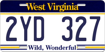 WV license plate 2YD327