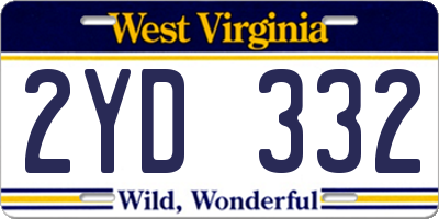WV license plate 2YD332