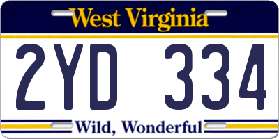 WV license plate 2YD334