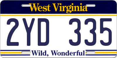 WV license plate 2YD335