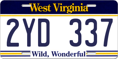 WV license plate 2YD337